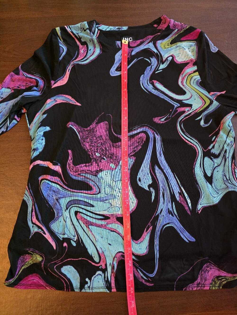 I.N.C. International Concepts Abstract Mesh Top Black Multicolor XL - Picture 7 of 7